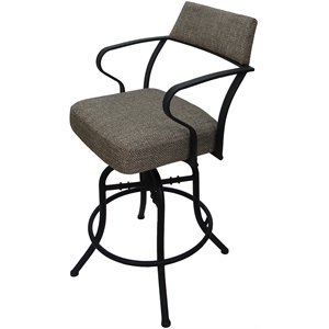 Pemberly Row Swivel Tilt Bar 30&quot Metal Bar Stool - Brown Fabric -Black Frame