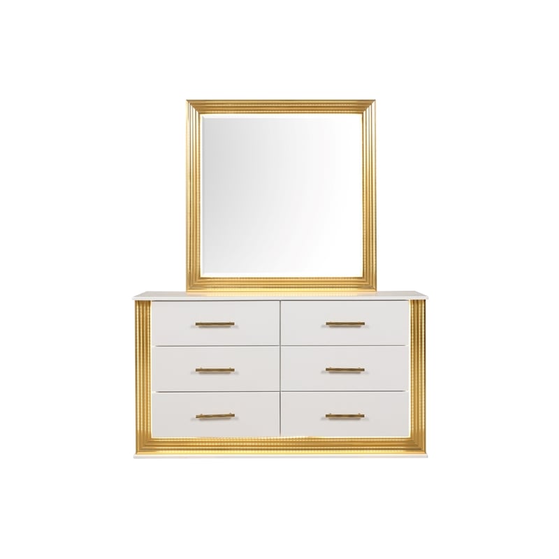 Pemberly Row Contemporary 4PC King Bedroom Set Made with Wood in Gold Finish