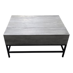 Pemberly Row Lift Top Storage Coffee Table with Natural Finish in Gray Color