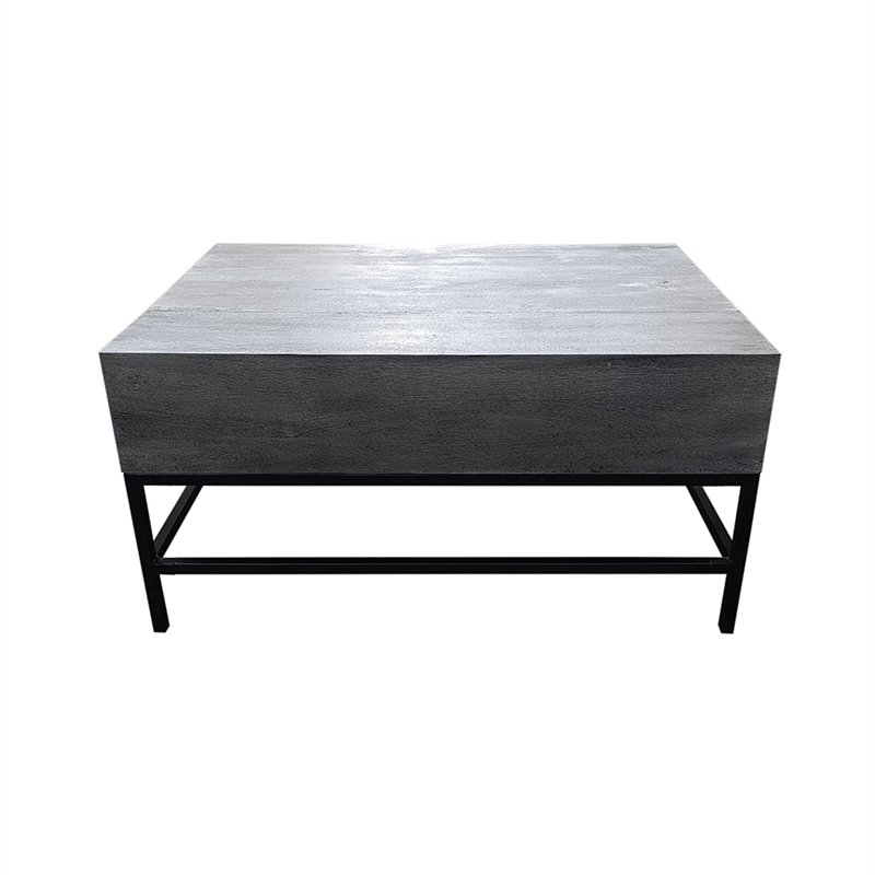 Pemberly Row Lift Top Storage Coffee Table with Natural Finish in Gray Color