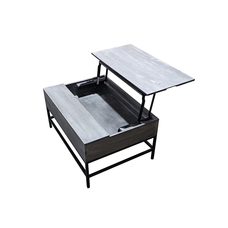 Pemberly Row Lift Top Storage Coffee Table with Natural Finish in Gray Color