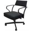 Pemberly Row Swivel Tilt Metal Dining Caster Chair-Black vinyl- Gray metal frame