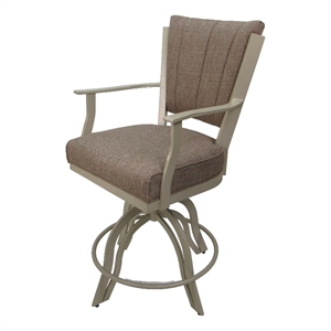 Pemberly Row Counter 26&quot Swivel Metal Bar Stool-Basin Beige Fabric-Beige Frame