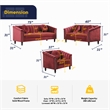Pemberly Row 3 Pcs Red Microfiber Living Room Set Modern Velvet Sofa Set pillow