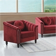 Pemberly Row 3 Pcs Red Microfiber Living Room Set Modern Velvet Sofa Set pillow
