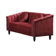 Pemberly Row 3 Pcs Red Microfiber Living Room Set Modern Velvet Sofa Set pillow