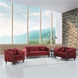 Pemberly Row 3 Pcs Red Microfiber Living Room Set Modern Velvet Sofa Set pillow
