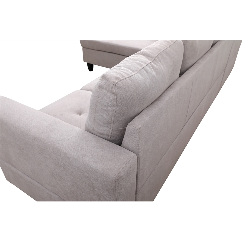 Pemberly Row L Shaped Gray Couch w/ Storage Ottoman(Pillows Included) Microfiber