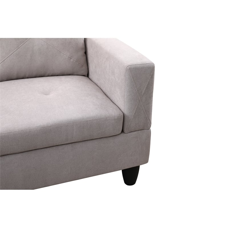 Pemberly Row L Shaped Gray Couch w/ Storage Ottoman(Pillows Included) Microfiber