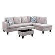 Pemberly Row L Shaped Gray Couch w/ Storage Ottoman(Pillows Included) Microfiber