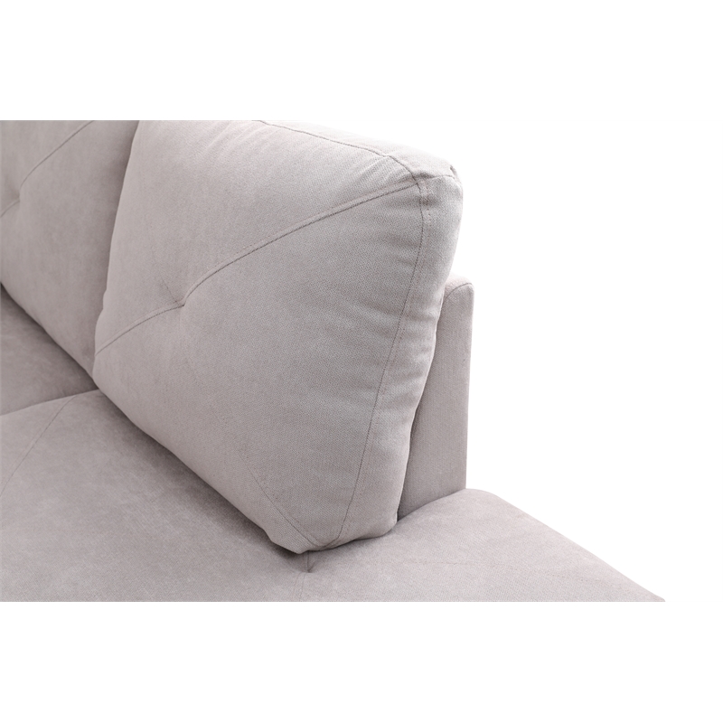 Pemberly Row L Shaped Gray Couch w/ Storage Ottoman(Pillows Included) Microfiber