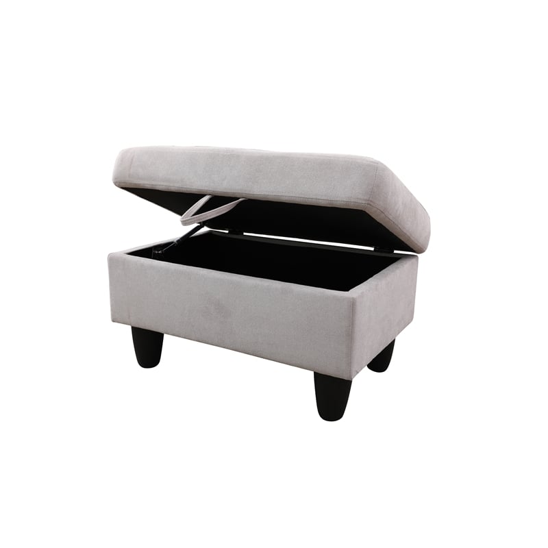 Pemberly Row L Shaped Gray Couch w/ Storage Ottoman(Pillows Included) Microfiber