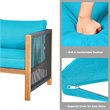 Pemberly Row 4-piece Wood & Sponge Patio Furniture Set w/ Armrest in Turquoise