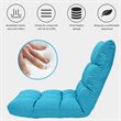 Pemberly Row Cotton Adjustable 14-Position Floor Gaming Sofa Chair-Peacock Blue