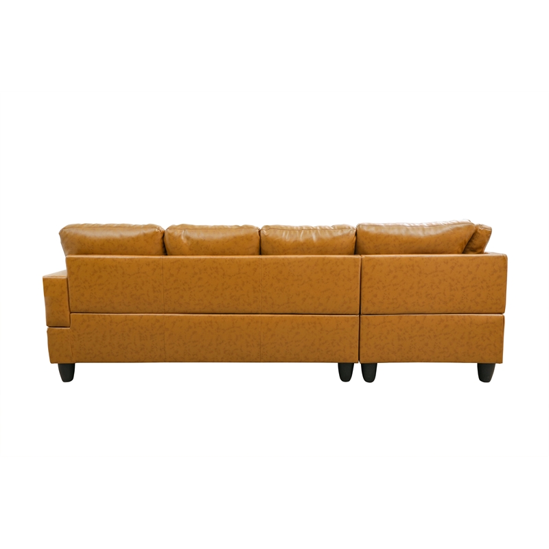 Pemberly Row L Shaped Ginger Couch with Ottoman(Pillows Included) Microfiber
