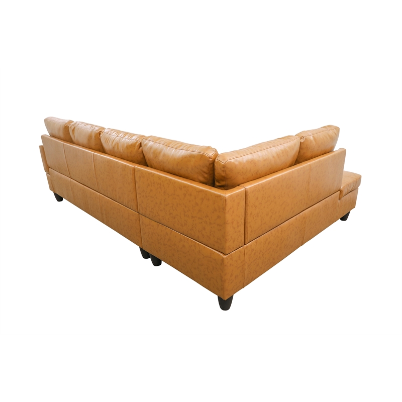 Pemberly Row L Shaped Ginger Couch with Ottoman(Pillows Included) Microfiber