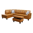 Pemberly Row L Shaped Ginger Couch with Ottoman(Pillows Included) Microfiber