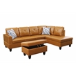 Pemberly Row L Shaped Ginger Couch with Ottoman(Pillows Included) Microfiber