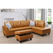 Pemberly Row L Shaped Ginger Couch with Ottoman(Pillows Included) Microfiber