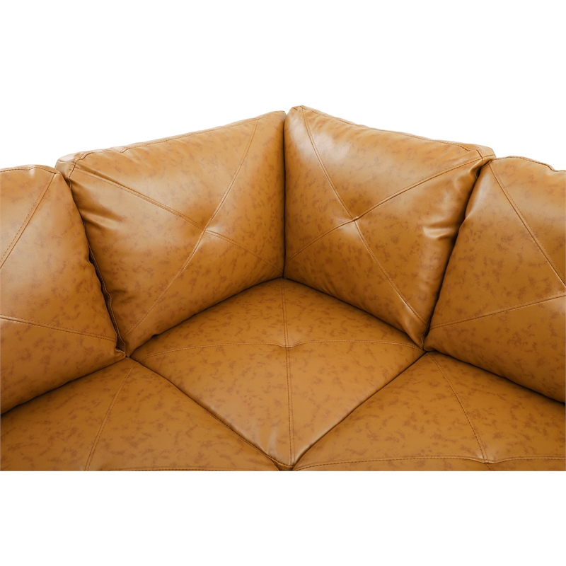 Pemberly Row L Shaped Ginger Couch with Ottoman(Pillows Included) Microfiber