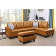 Pemberly Row L Shaped Ginger Couch with Ottoman(Pillows Included) Microfiber