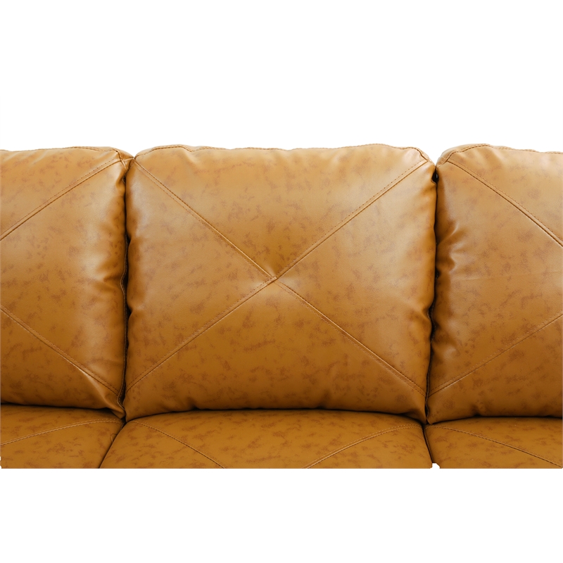 Pemberly Row L Shaped Ginger Couch with Ottoman(Pillows Included) Microfiber