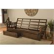 Pemberly Row Rustic Walnut Brown Queen Wood Futon Frame with Storage Drawers