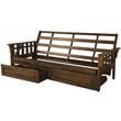 Pemberly Row Rustic Walnut Brown Queen Wood Futon Frame with Storage Drawers
