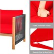 Pemberly Row 4-piece Acacia Wood Patio Conversation Set with Cushions in Red