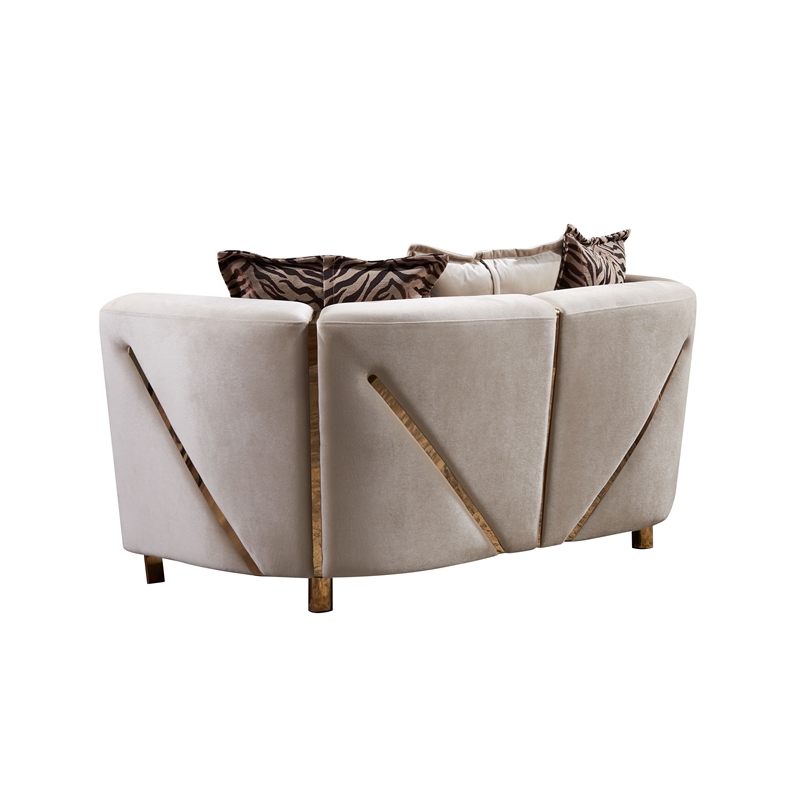 Pemberly Row Thick Velvet Fabric Upholstered Loveseat Made With Wood in Beige