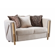 Pemberly Row Thick Velvet Fabric Upholstered Loveseat Made With Wood in Beige