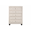 Pemberly Row Queen 5 Pc Tufted Upholstery Bedroom Set Made with Wood in Cream