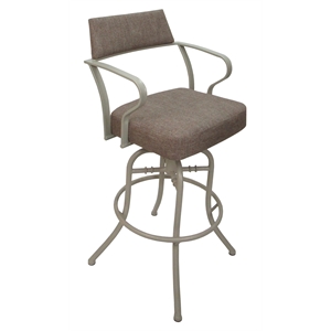 Pemberly Row Swivel Tilt Bar 30&quot Metal Bar Stool-Basin Beige Fabric-Beige Frame