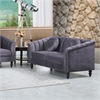 Pemberly Row 3 Pcs Gray Microfiber Living Room Set Modern Velvet Sofa Set pillow