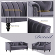 Pemberly Row 2 Pcs Gray Microfiber Living Room Set Modern Velvet Sofa Set pillow