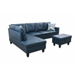 Pemberly Row L Shaped Denim Couch w/ Storage Ottoman(Pillows Included)