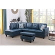Pemberly Row L Shaped Denim Couch w/ Storage Ottoman(Pillows Included)