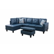 Pemberly Row L Shaped Denim Couch w/ Storage Ottoman(Pillows Included)