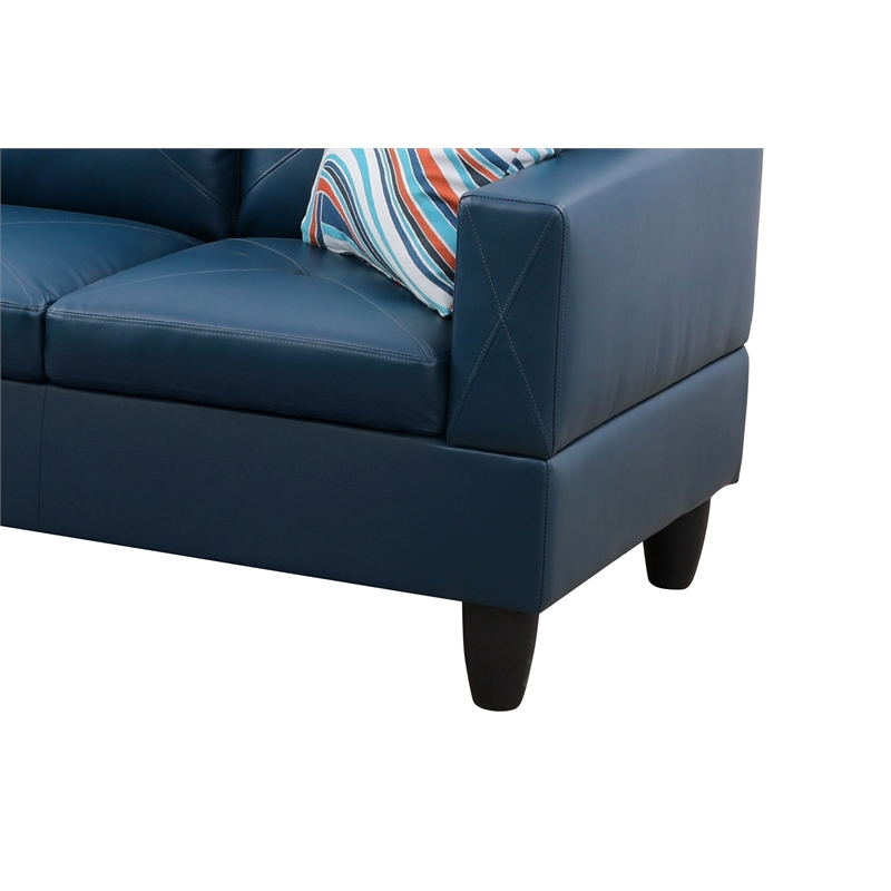 Pemberly Row L Shaped Denim Couch w/ Storage Ottoman(Pillows Included)