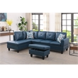 Pemberly Row L Shaped Denim Couch w/ Storage Ottoman(Pillows Included)