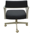 Pemberly Row Swivel Tilt Metal Dining Caster Chair - Black Vinyl - Beige frame