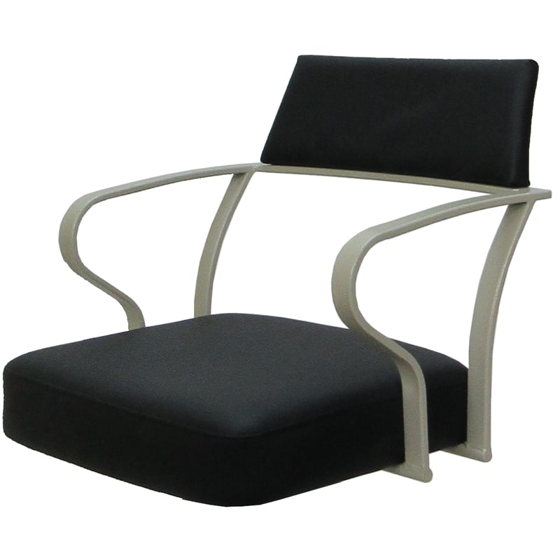 Pemberly Row Swivel Tilt Metal Dining Caster Chair - Black Vinyl - Beige frame