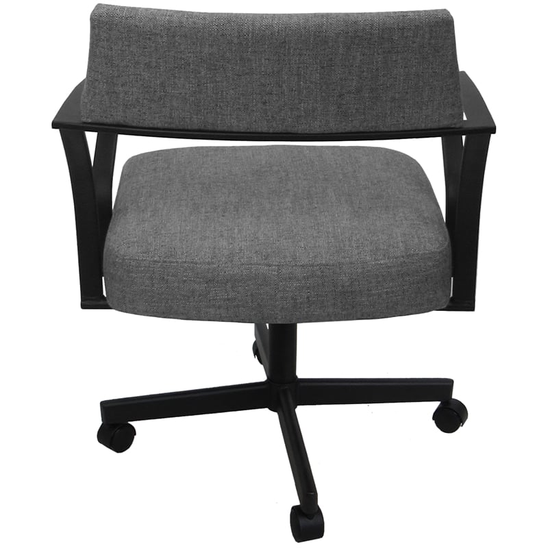 Pemberly Row Swivel Tilt Metal Dining Caster Chair - Gray fabric - Black frame