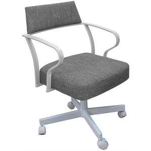 Pemberly Row Swivel Tilt Metal Dining Caster Chair - Mojave Gray - White frame