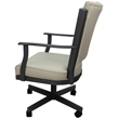 Pemberly Row Swivel Metal Dining Caster Chair - Ocean Beige Vinyl - Gray Frame