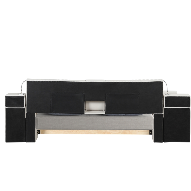 Pemberly Row Smart Multifunctional King Size Massage Bed Made with Wood in Ice