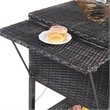 Pemberly Row Rattan Portable Outdoor Patio Cooler Cart with Shelf in Mix Brown