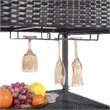 Pemberly Row Rattan Portable Outdoor Patio Cooler Cart with Shelf in Mix Brown