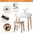 Pemberly Row MDF Vanity Makeup Dressing Set with Round Mirror in White/Natural