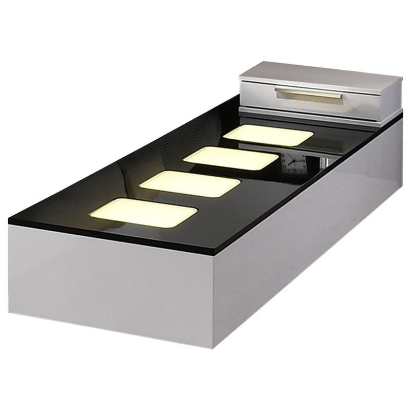 Pemberly Row 6Pc Cali King Platform Bedroom Set with Platform Stand-White/Black